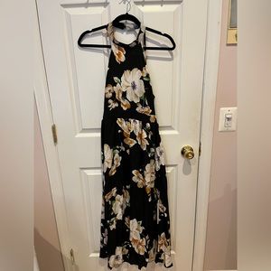 High neck open back dress